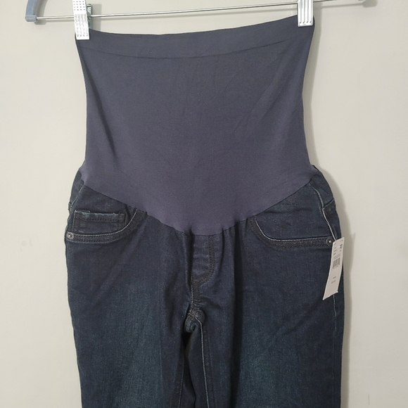 Indigo Blue Dark Wash Slim Straight Maternity Secret Belly Jeans - Picture 5 of 16